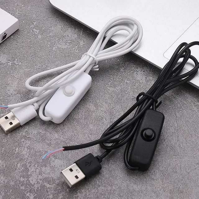 5V Switch Power Supply Wire 15M USB Male to 2 Core Connection Cable Plastic Button on 2A LED Strip Lamp Bulb Light DIY