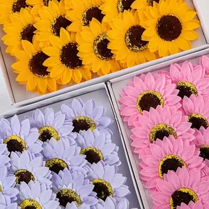 Hot sell wholesale rose sunflower soap flower sunflower flower head gift box