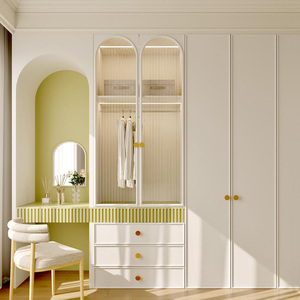 Armoire de chambre à coucher pliable en bois de style français avec <span class=keywords><strong>barre</strong></span> lumineuse LED, couleur et design personnalisés - Product Image 2