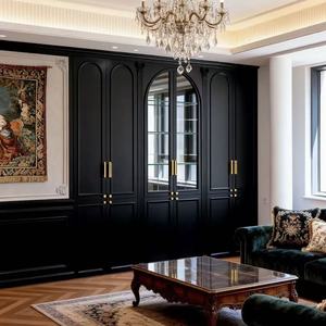 Armadio guardaroba in legno Balom Luxury Custom con finitura nera opaca, soluzione <span class=keywords><strong>salvaspazio</strong></span> per vestiti con anta in vetro - Product Image 1