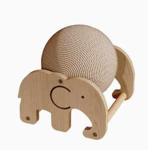 Jouet pour chat en forme d'éléphant en bois, boule à gratter durable en carton ondulé, jouet interactif pour animaux de compagnie - Product Image 4