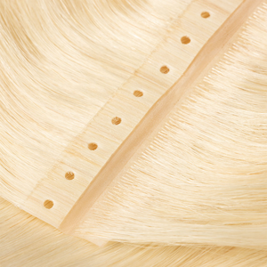 Extensioni di capelli umani Remy a doppia trama, morbide, 100% Double Drawn, tinte, con micro-anelli, colore chiaro, molto vendute, modello Russian Butterfly Machine - Product Image 3