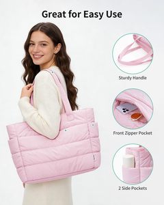 Borsa Tote Leggera in Nylon Personalizzata <span class=keywords><strong>per</strong></span> Donne, Borsa Imbottita <span class=keywords><strong>per</strong></span> Lavoro, Infermiere, Insegnante, Borsa a Tracolla Trapuntata <span class=keywords><strong>per</strong></span> Viaggi e Palestra - Product Image 3