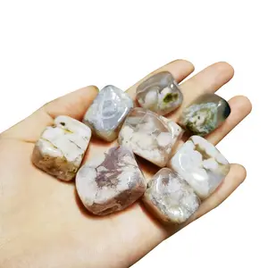 2-3 cm Crystal tumbled Stone Polished Natural Flower Agate Cubes Cherry Blossom Agate Tumbled Wholesale