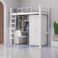 Lit superposé en métal avec bureau intégré, cadre en métal blanc, lit combiné simple, lit supérieur pour dortoir scolaire