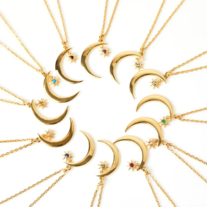 CANNER 2023 S925 Plata de Ley para Mujer, Estilo Ins, Collar con Colgante de Estrella y Luna con 12 Piedras de Nacimiento 5A CZ, Regalos de Joyería - Product Image 5
