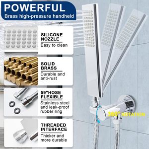 12 Inch Full Body Rain <strong>Shower</strong> System Ceiling Mount <strong>Dual</strong> Function Thermostatic Faucet Set <strong>Overhead</strong> Rainfall <strong>Shower</strong> <strong>Head</strong> Diverter - Product Image 4