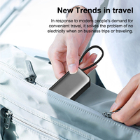 Batterie externe portable mini TDX TJ9 15W/20W Type-C à charge rapide 10000mAh Li-Polymère avec câbles 2-en-1 et affichage numérique CE/FCC