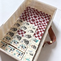 Boîte de rangement de mahjong en acrylique nacré irisé de qualité supérieure avec poignée en cuir, rivets métalliques, étui anti-poussière pour tuiles, idéale pour les jeux à domicile