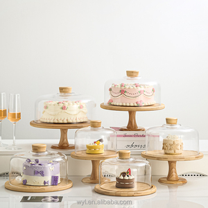 Bán buôn nhà sản xuất bán buôn hộ gia đình rõ ràng handmade pha lê STEM Glass Dome bánh Bìa bánh đứng - Product Image 1