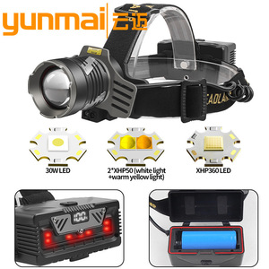 XHP360 Headlamp 30W LED White <b>Light</b> Rechargeable 26650 <b>Battery</b> <b>Sensor</b> For Outdoor Use - Product Image 3
