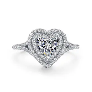 В форме сердца женские кольца 925 стерлингового серебра 12 мм ааааа cz обручальные кольца для женщин, свадебные ювелирные украшения