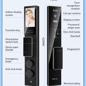 กุญแจล็อคอัจฉริยะ Qleung S555 สีดำ ระบบจดจำใบหน้า 3 มิติ สแกนลายนิ้วมือ ควบคุมผ่านแอปพลิเคชัน - Product Image 4