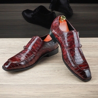 Chaussures pour hommes, nouvelle collection, en cuir d'alligator, à bout pointu, avec boucle métallique, rehaussantes, souples, légères, respirantes, antidérapantes, décontractées, pour le bureau et les mariages