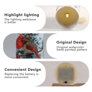 Bougies sans <span class=keywords><strong>flamme</strong></span> avec télécommande, bougies <span class=keywords><strong>LED</strong></span> à piles en verre en forme d'oiseau <span class=keywords><strong>rouge</strong></span>, effet de <span class=keywords><strong>flamme</strong></span> <span class=keywords><strong>vacillante</strong></span> pour femmes, mariages et décoration intérieure - Product Image 5