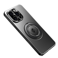 Coque de téléphone rigide Shadow Matte pour iPhone 16 ProMax 15 avec support métallique rotatif, antichoc, anti-rayures, anti-traces de doigts