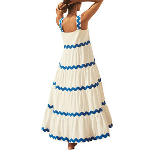 Caliente nueva Falda larga estampada, <span class=keywords><strong>traje</strong></span> y vestido de Manta <span class=keywords><strong>para</strong></span> <span class=keywords><strong>mujer</strong></span> dulce moda Color sólido manga corta a juego/ - Product Image 3