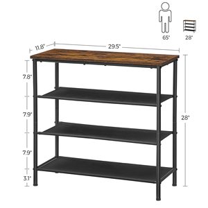 Shoe Rack Boots <strong>Shelf</strong> Shoe Storage Organizer <strong>with</strong> Side <strong>Hooks</strong> for <strong>Entryway</strong>, 24-30 Pairs Metal Taller - Product Image 2