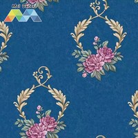MOI Wallpaper Gulungan Motif Bunga Biru Putih 45cm X 10m Dekorasi Dinding Kamar Tidur