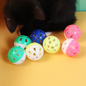 <b>Cat</b> Bell Ball Two Color Plastic <b>Interactive</b> Sound Making <b>Toy</b> For Pet <b>Cats</b> Boredom Buster Random Color - Product Image 1