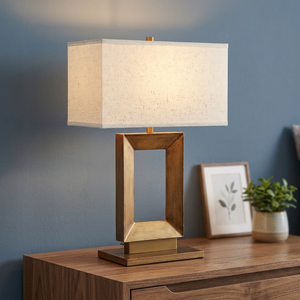 Lampe de table moderne en aluminium avec abat-jour en lin beige, design minimaliste, LED blanc chaud 3500K, Ra95 CRI95, électrique, chambre à coucher, salle à manger - Product Image 4