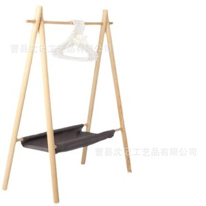Wooden Folding <b>Clothes</b> <b>Rack</b> For Pets And Children Multifunctional Storage With Shelf Small Size Portable Design - Product Image 4