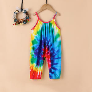Combinaison pour petite fille à imprimé tie-dye, vêtements d'été pour enfants, combinaisons souples en coton décontractées, adaptées aux filles de 1 à 6 ans - Product Image 3