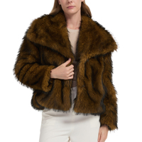 Manteau court en fausse fourrure pour femme pour l'hiver VANELORA V880, veste d'hiver à rayures en fourrure, grand col élégant, manteau décontracté, vente en gros OEM