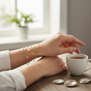 Vendita calda Trending di moda con strass di perle a foglia incrociata braccialetti di fascino fatti a mano per ragazze e donne all'ingrosso - Product Image 3