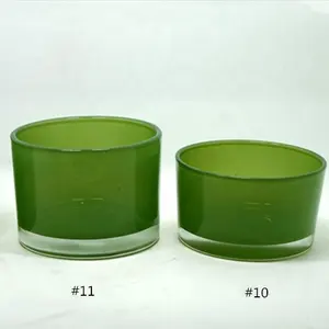מותאם אישית 8-10 אונקיות מרוסס צבע ירוק מבריק מיכל זכוכית מחזיק אור תה לקישוט הבית והכנת נרות