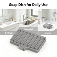 Porte-savon incliné avec canal de drainage, antidérapant et flexible, pour douche, salle de bain, comptoir de cuisine