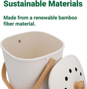 Poubelle de compost de cuisine en fibre de bambou, blanc, 3 litres - Product Image 3