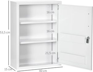Armadietto Portamedicinali a Parete in Acciaio Inox a Tre Ripiani con Porta Singola, Moderno e Semplice per Soggiorno, Clinica e Sala Medica - Product Image 5