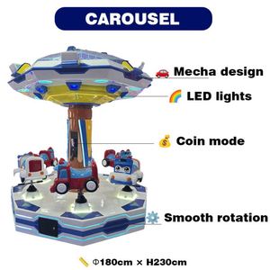 Cartoon Car Themed Metal Carousel Arcade Ride <b>LED</b> <b>Lighted</b> Coin Operated Kids Amusement Game Indoor Playground Entertainment - Product Image 3