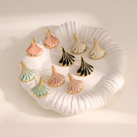 Boucles d'oreilles clous Gaoou Premium colorées en forme d'éventail pour femmes, en acier inoxydable plaqué or 18 carats, résistantes au ternissement, bijoux de mode
