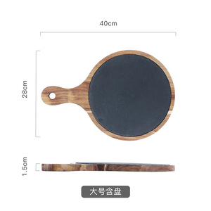 Tabla de servir de madera redonda con mango tipo pala, bandeja para quesos y charcutería, vajilla para fiestas - Product Image 6