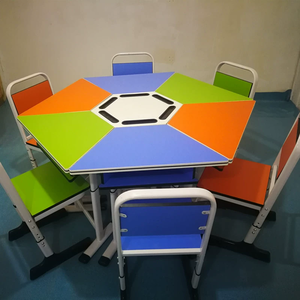 Chaises d'écoliers chinoises à 6 places, réglables en hauteur, avec table d'étude et ensemble chaise-table pour enfants de maternelle - Product Image 5
