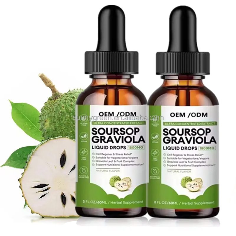Натуральная Органическая пищевая добавка Soursop экстракт листьев гравиола Soursop капли для облегчения дыхания