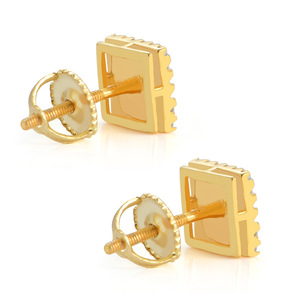 BES Hip Hop erkek mikro kaplamalı 5A kare buzlu Out CZ 925 ayar gümüş düğme küpe Bling rapçi takı - Product Image 4