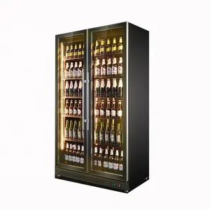 Kipas pendingin komersial peralatan dapur kaca pintu kabinet pendingin anggur tampilan kulkas vertikal