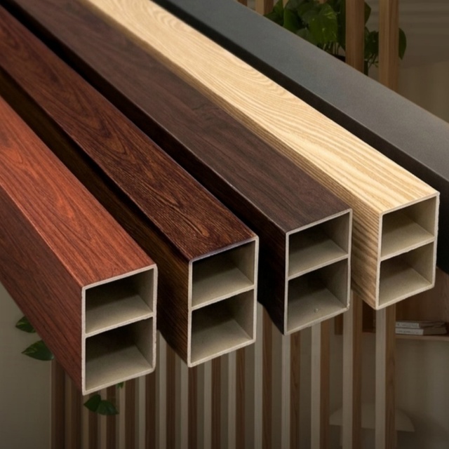 Interior Wood Plastic Composite Square Tube Wpc Lamination Pvc Tubes for Partition Wall Ceiling
