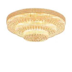 קריסטל תקרת נברשת אור אולם LED קריסטל נברשת מלון פרויקט תליון אור תאורת זהב כסף