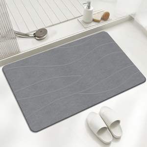 Tapis de bain en diatomite personnalisé, écologique, antidérapant, design vague moderne, séchage rapide pour salles de bain (vente en gros) - Product Image 3