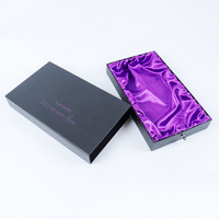 Boîte cadeau rigide élégante personnalisée à tiroir coulissant carré avec poignée en satin violet et emballage de rangement pour bijoux laminé en gros