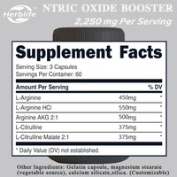 Vente chaude OEM - Personnalisable - Complément sportif - Booster d'oxyde nitrique 2250 mg, 180 capsules - Sans gluten et sans OGM