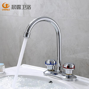 Grifo de Lavabo Chenlu de 2 Manijas, Montado en el Encimera, con Válvula de Cerámica y Acero Inoxidable - Product Image 1