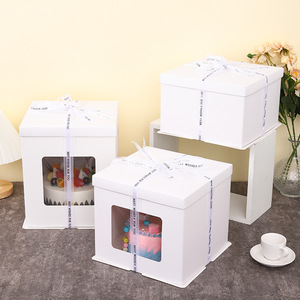 Boîtes d'emballage rigides pour gâteaux, style fenêtre, avec logo personnalisé en relief et pelliculage brillant, pour gâteaux d'anniversaire et desserts cuits - Product Image 6