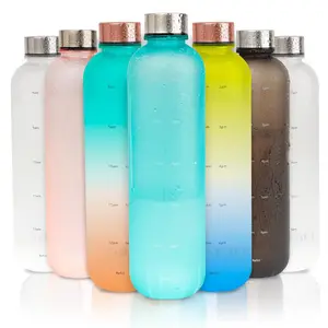 BPA Free 1L Plastik flasche Tritan Zeit marker matt weiß motivierende Wasser flasche