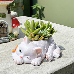 Nouveau pot de fleurs décoratif de <span class=keywords><strong>jardin</strong></span> en résine écologique, durable, léger, créatif, en forme de chat de dessin animé - Product Image 2