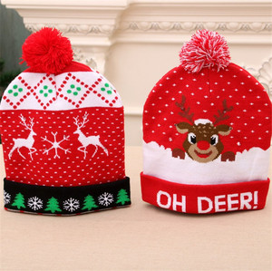 Promotion Electric Artware <strong>Holiday</strong> Decorative Winter Mix Designs Knitted Flashing LED Christmas <strong>Hat</strong> - Product Image 3